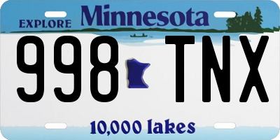 MN license plate 998TNX