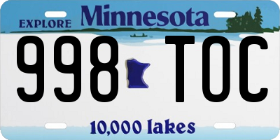 MN license plate 998TOC