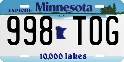 MN license plate 998TOG