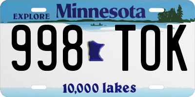 MN license plate 998TOK