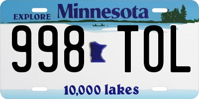MN license plate 998TOL
