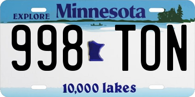 MN license plate 998TON