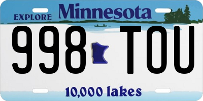 MN license plate 998TOU