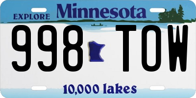 MN license plate 998TOW