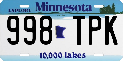 MN license plate 998TPK