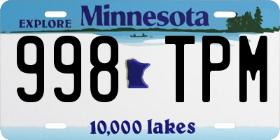 MN license plate 998TPM