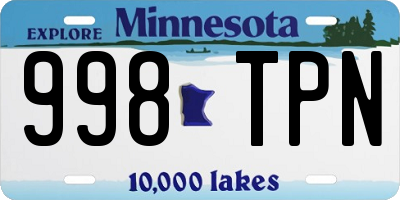 MN license plate 998TPN