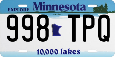 MN license plate 998TPQ