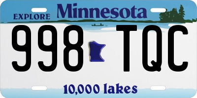 MN license plate 998TQC