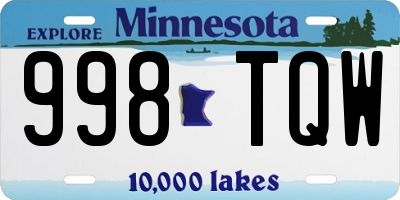 MN license plate 998TQW