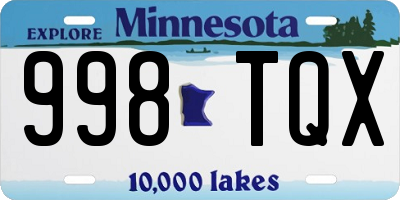 MN license plate 998TQX