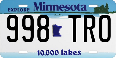 MN license plate 998TRO