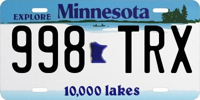 MN license plate 998TRX