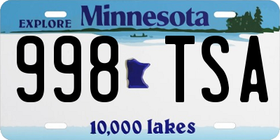 MN license plate 998TSA