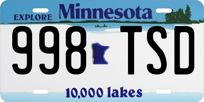 MN license plate 998TSD