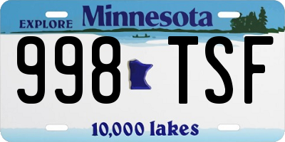 MN license plate 998TSF