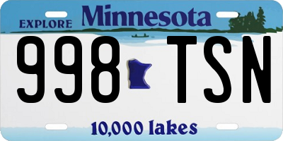 MN license plate 998TSN