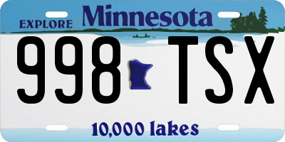 MN license plate 998TSX