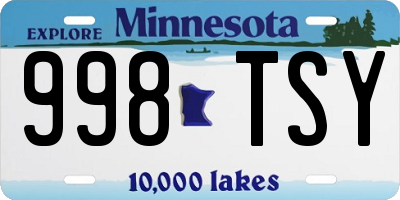 MN license plate 998TSY