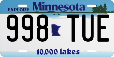 MN license plate 998TUE