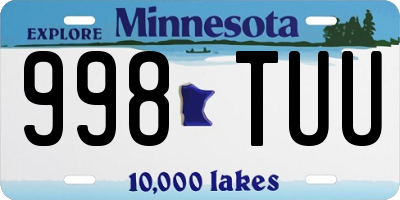 MN license plate 998TUU
