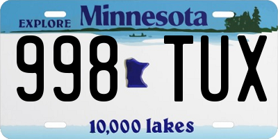 MN license plate 998TUX