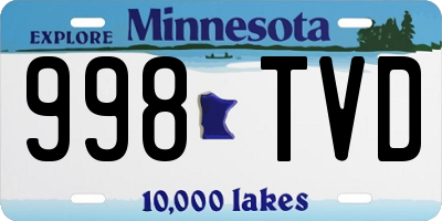 MN license plate 998TVD