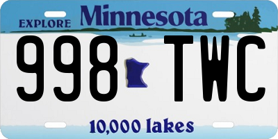 MN license plate 998TWC