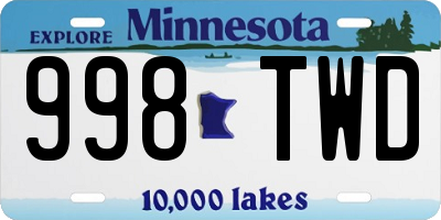 MN license plate 998TWD