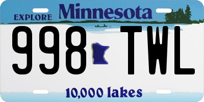 MN license plate 998TWL