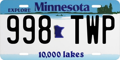MN license plate 998TWP
