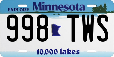 MN license plate 998TWS