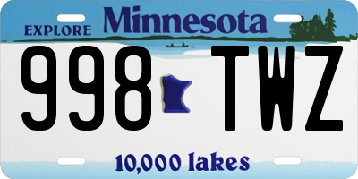 MN license plate 998TWZ