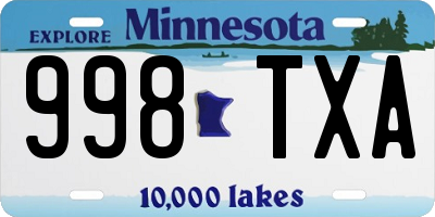 MN license plate 998TXA
