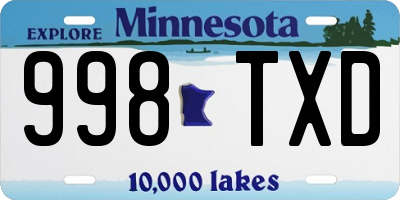 MN license plate 998TXD