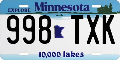 MN license plate 998TXK