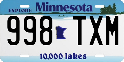 MN license plate 998TXM