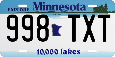 MN license plate 998TXT