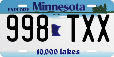 MN license plate 998TXX