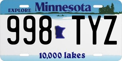 MN license plate 998TYZ