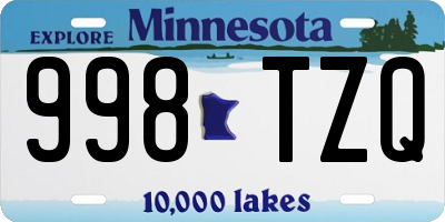 MN license plate 998TZQ