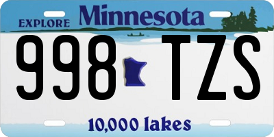 MN license plate 998TZS