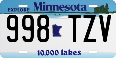 MN license plate 998TZV