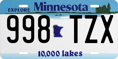 MN license plate 998TZX