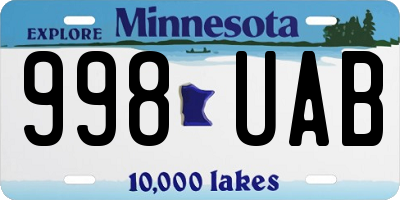 MN license plate 998UAB