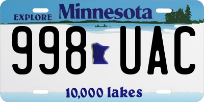MN license plate 998UAC