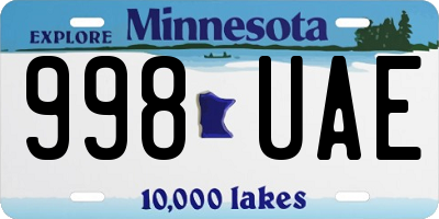MN license plate 998UAE