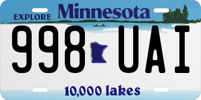 MN license plate 998UAI