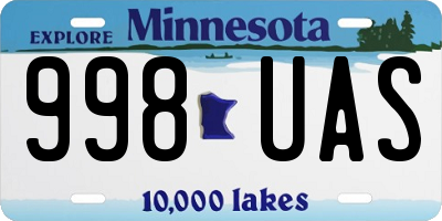 MN license plate 998UAS