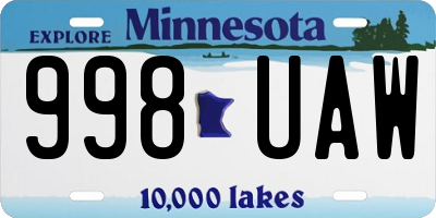 MN license plate 998UAW